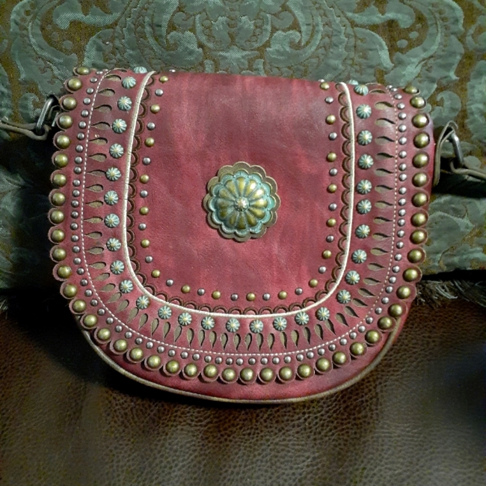 Montana West purse medium Burgundy/red on brown